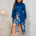 Asymmetric Turtleneck Long Sleeve Dress