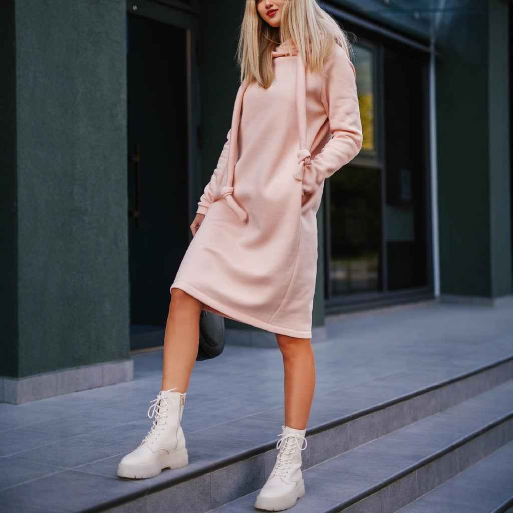 Slim-Fit Hooded Pullover Dress