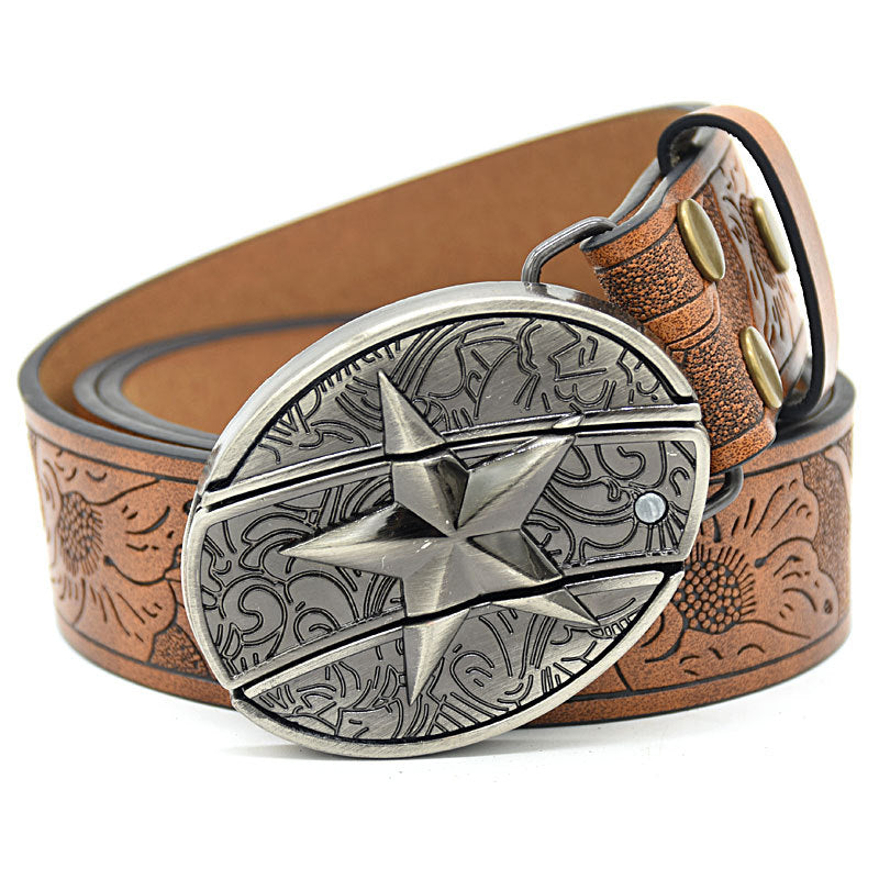 Vintage Engraved Leather Belt
