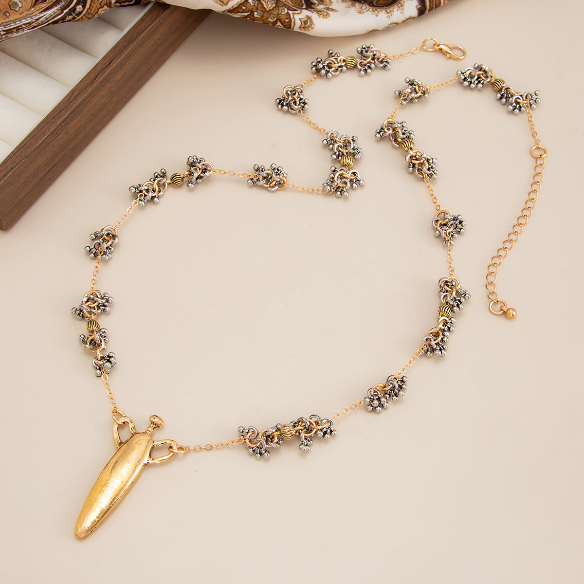 Hip Hop Geometric Teardrop Pendant Necklace