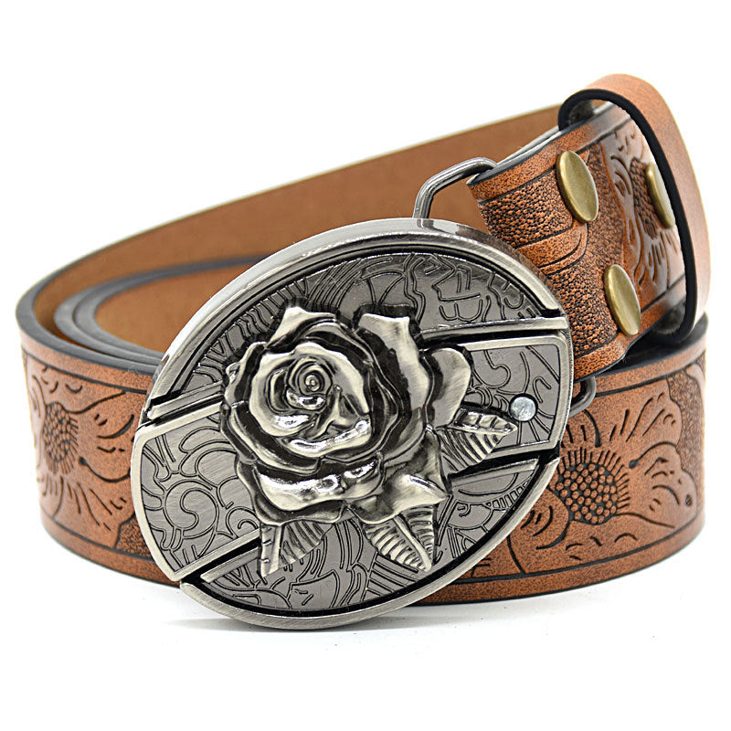 Vintage Engraved Leather Belt