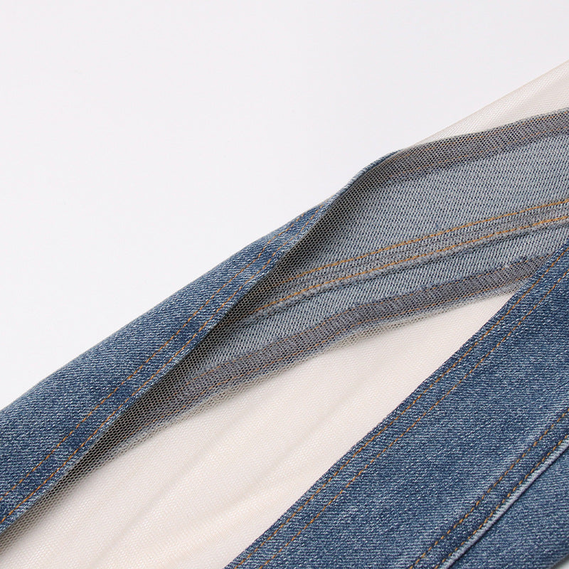 Irregular Hollow Patchwork Jeans