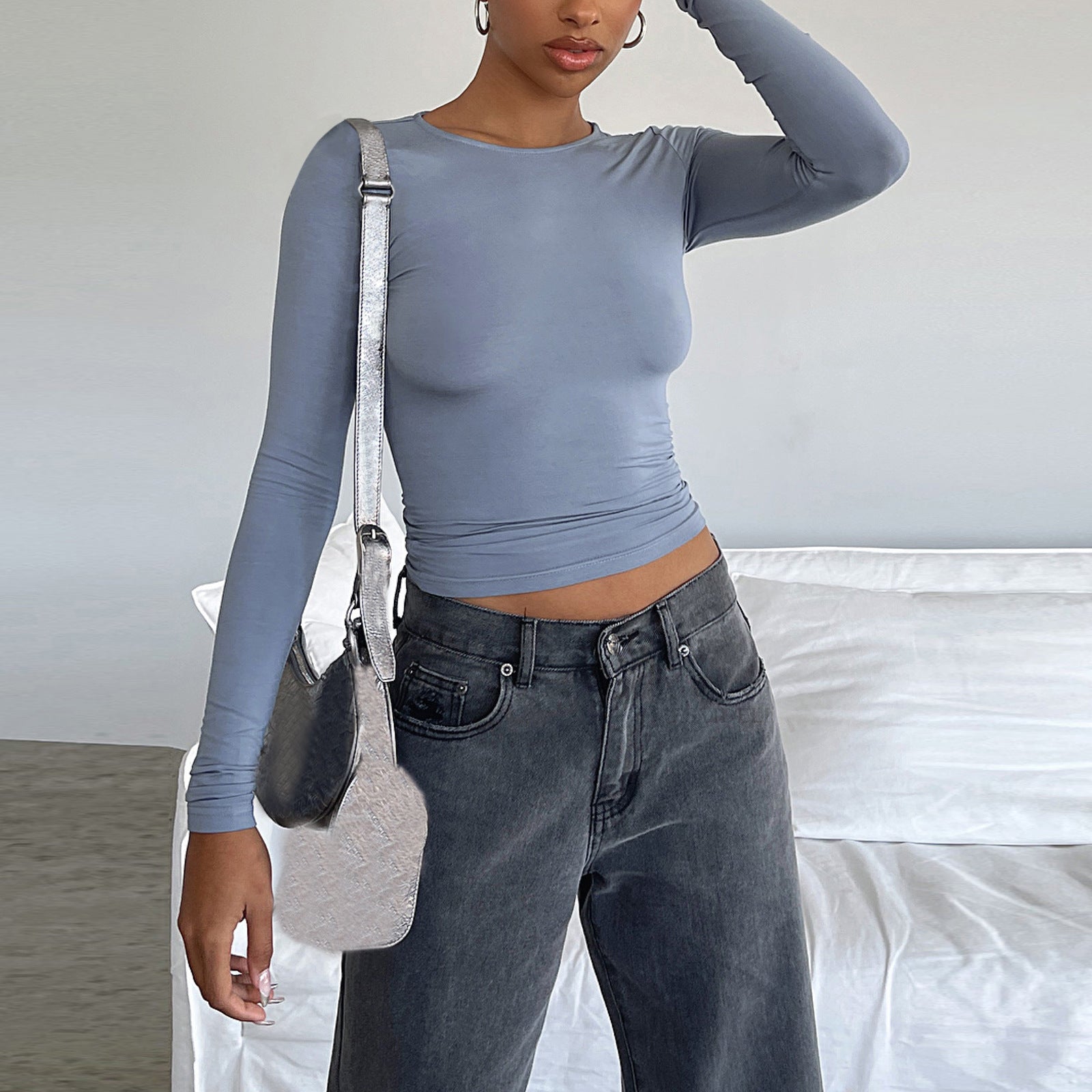 Slim Long-Sleeve Pullover Top