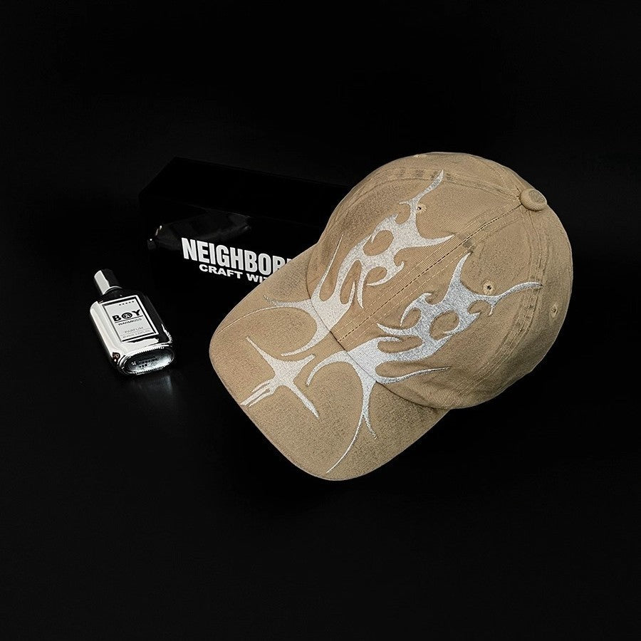 Embroidered Flame Baseball Cap