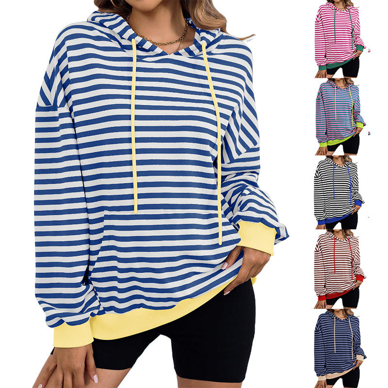 Loose Striped Oversized Hoodie