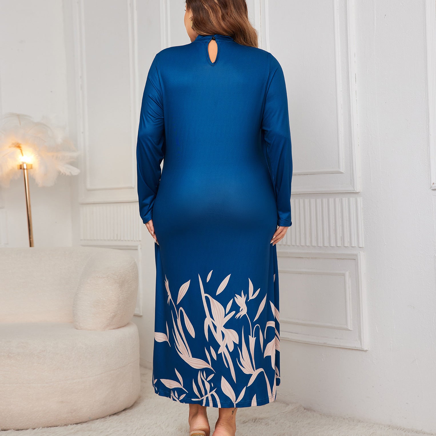 Asymmetric Turtleneck Long Sleeve Dress