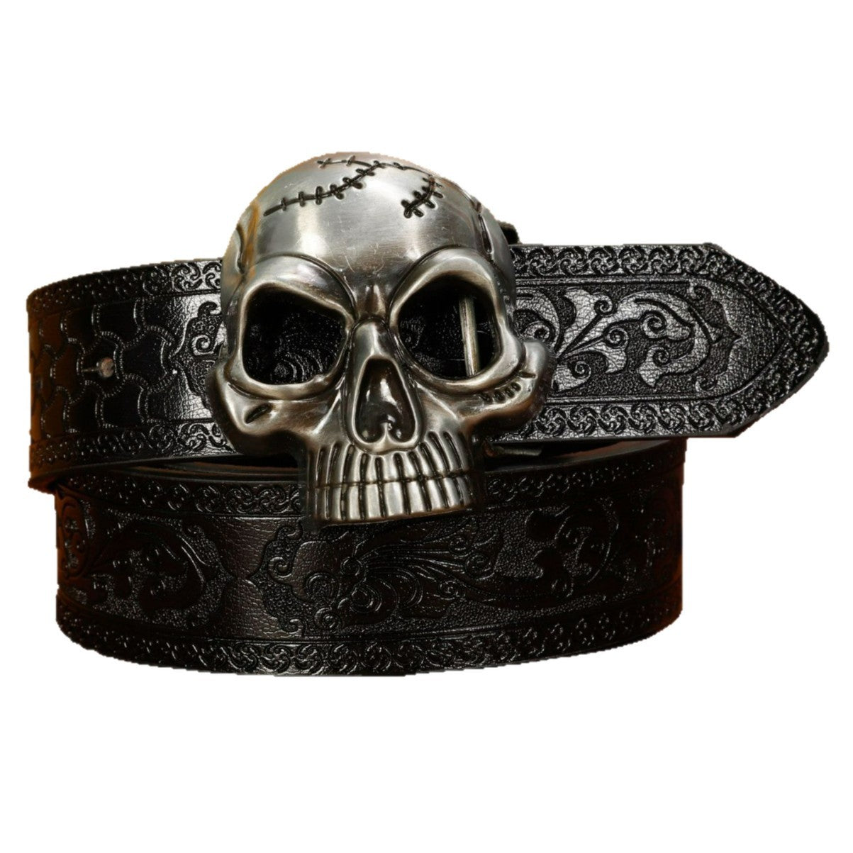 Skull Automatic Buckle Leather Belt