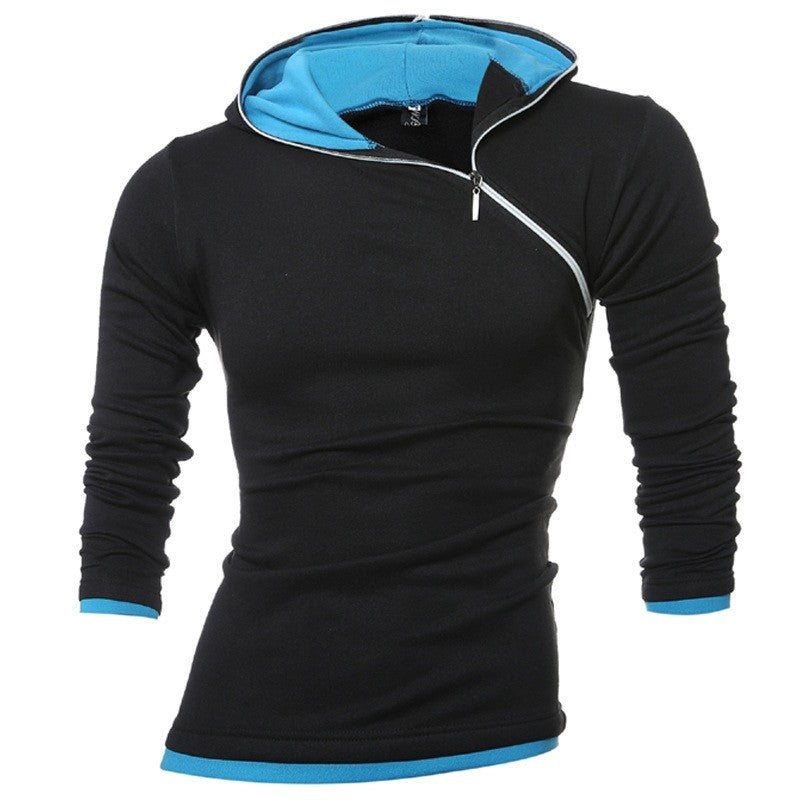 Contrast Panel Oblique Zip Sweatshirt