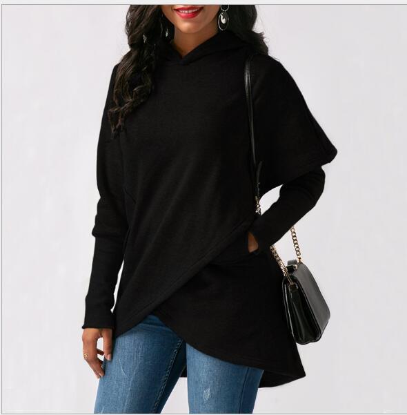 Autumn Winter Fleece Irregular Hoodie