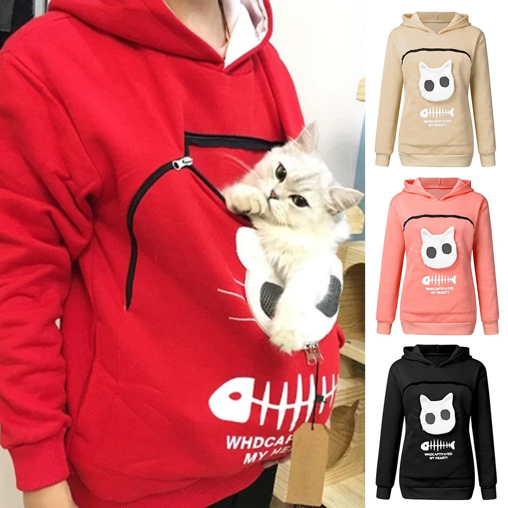 Cute Cat Pocket Hoodie