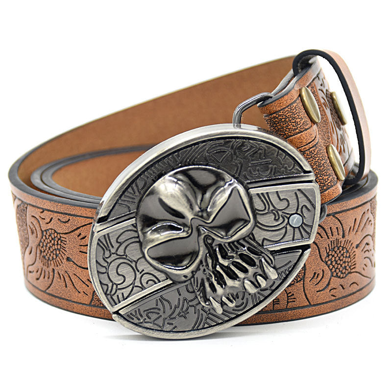 Vintage Engraved Leather Belt