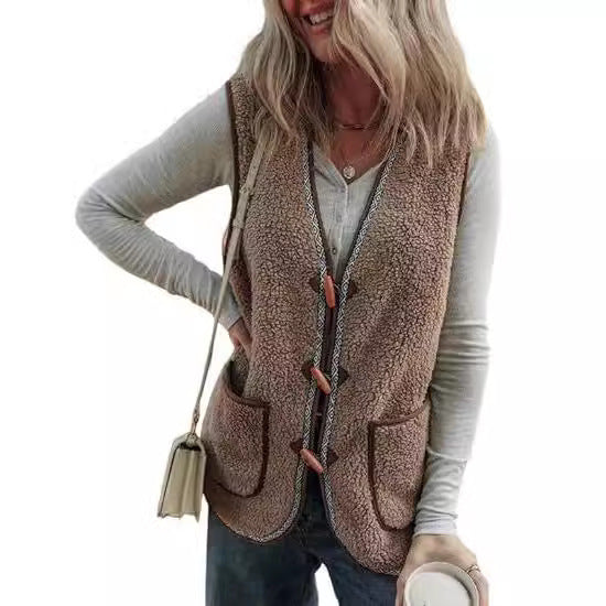 Contrast Plush Sleeveless Vest
