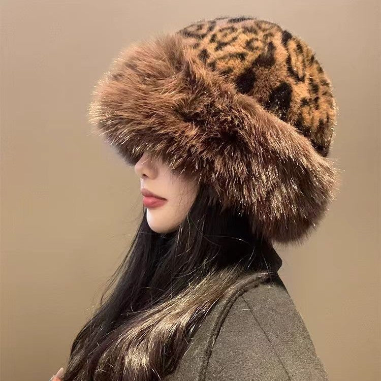 Leopard Print Faux Fur Hat