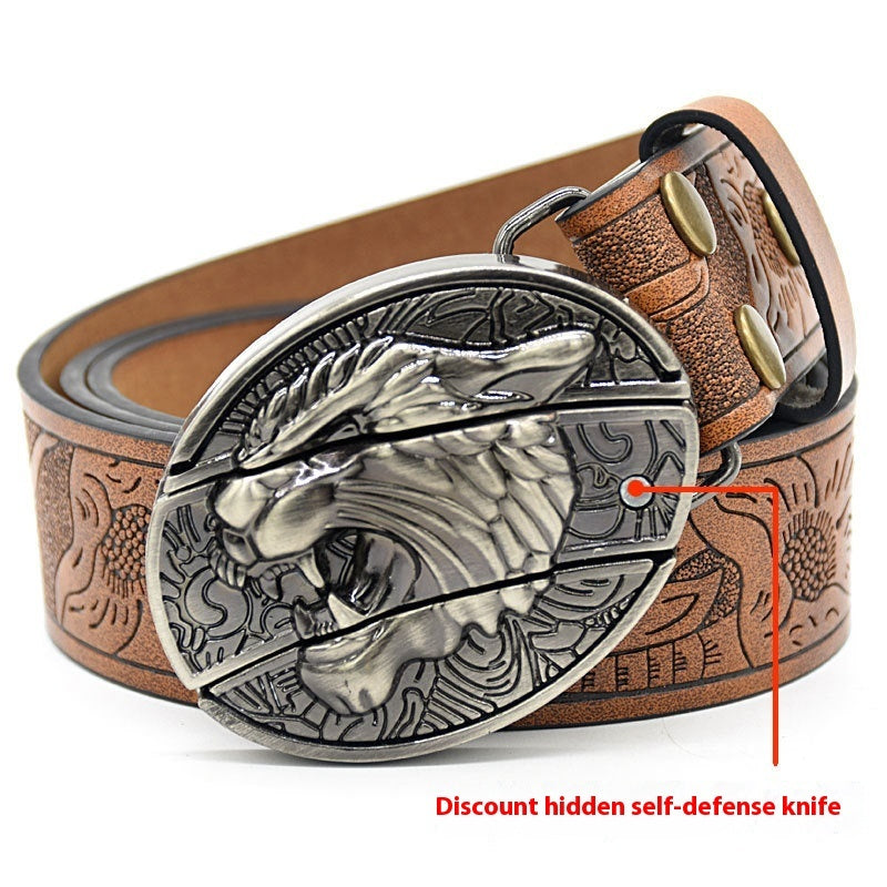Vintage Engraved Leather Belt