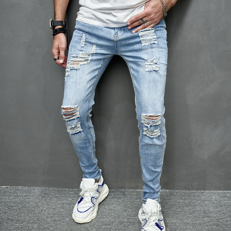Distressed Slim Fit Elastic Jeans