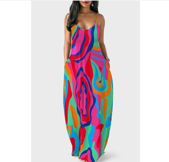 Y2K Abstract Graphic Print Bodycon Streetwear Summer Dress