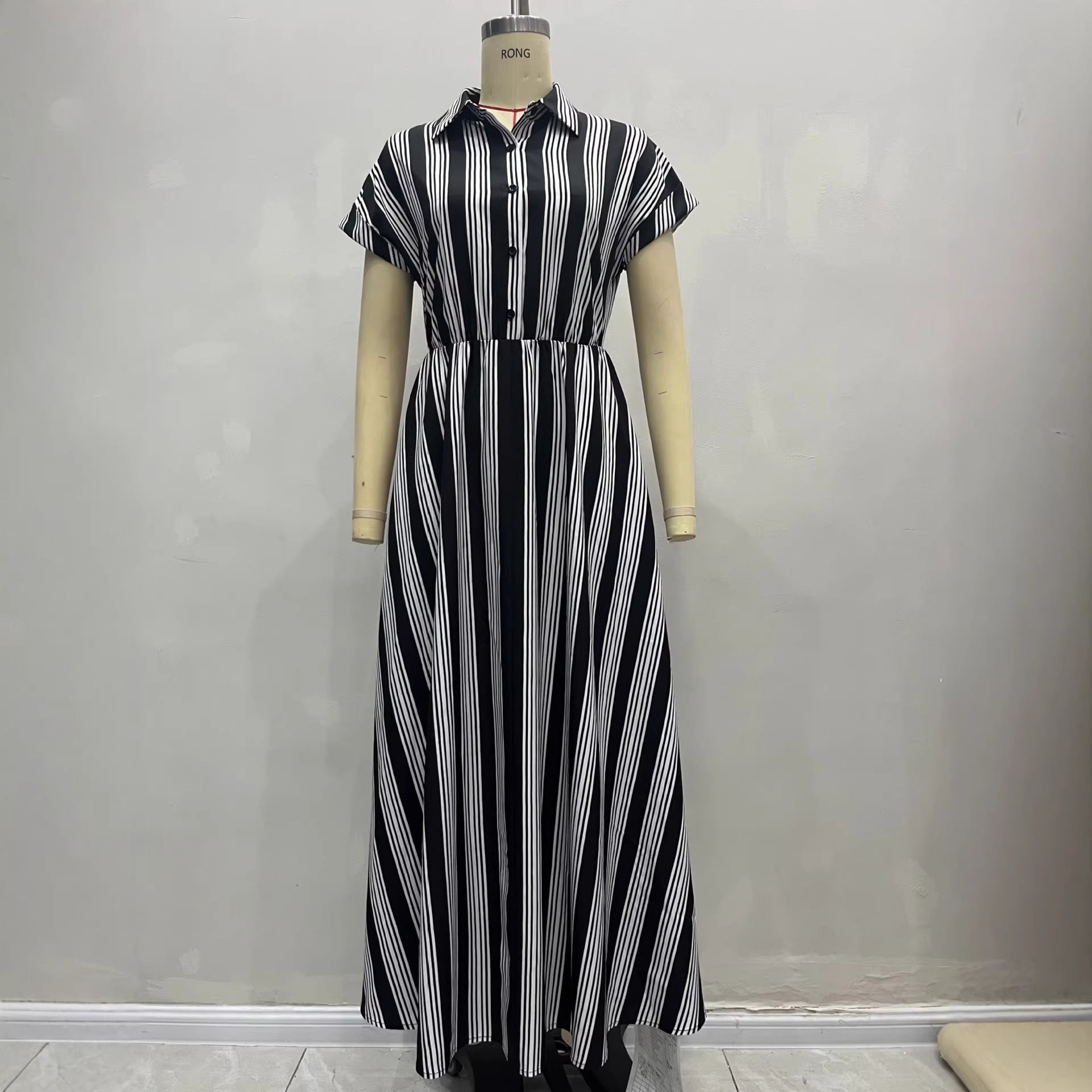 Elegant Striped Shirt Dress
