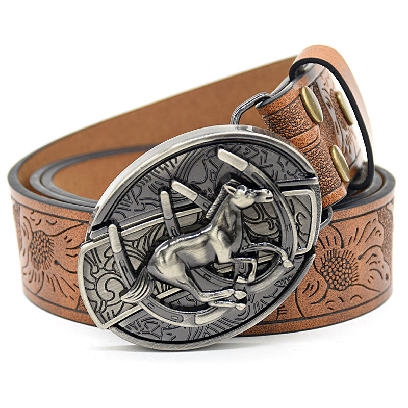 Vintage Engraved Leather Belt
