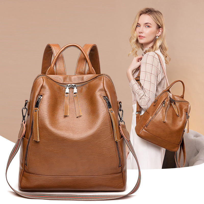 Minimalist Leather Versatile Backpack