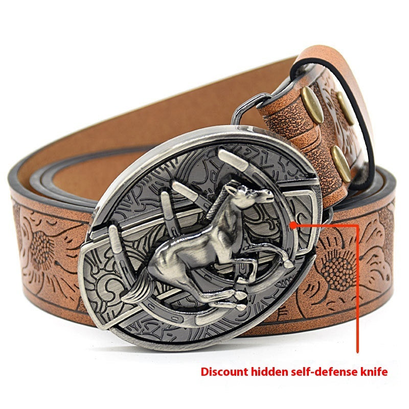 Vintage Engraved Leather Belt