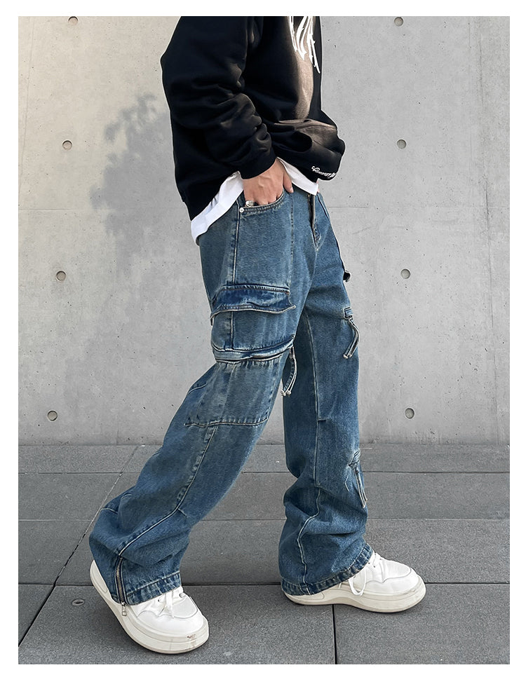 Zip-Up Cargo Jeans