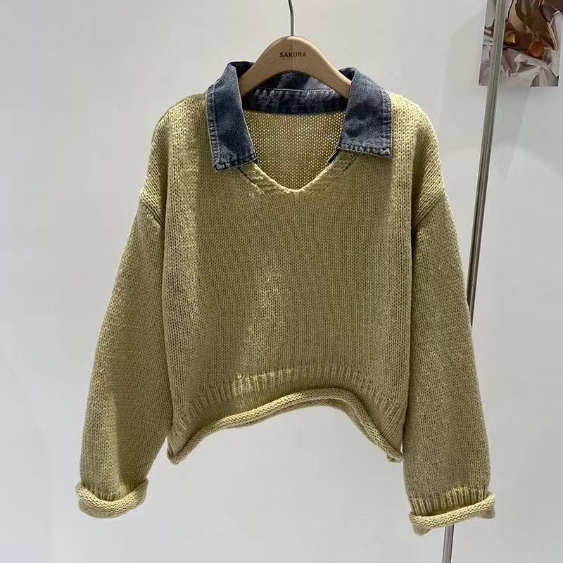 Denim Knit Sweatshirt