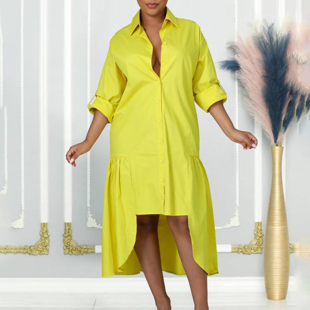 Long Sleeve Irregular Midi Dress