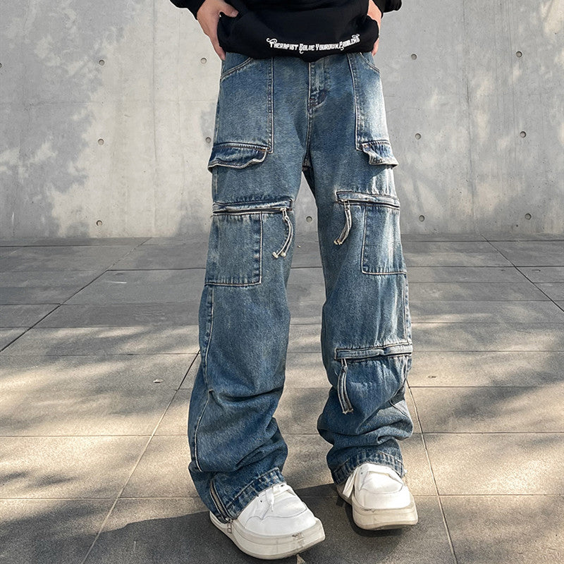 Zip-Up Cargo Jeans