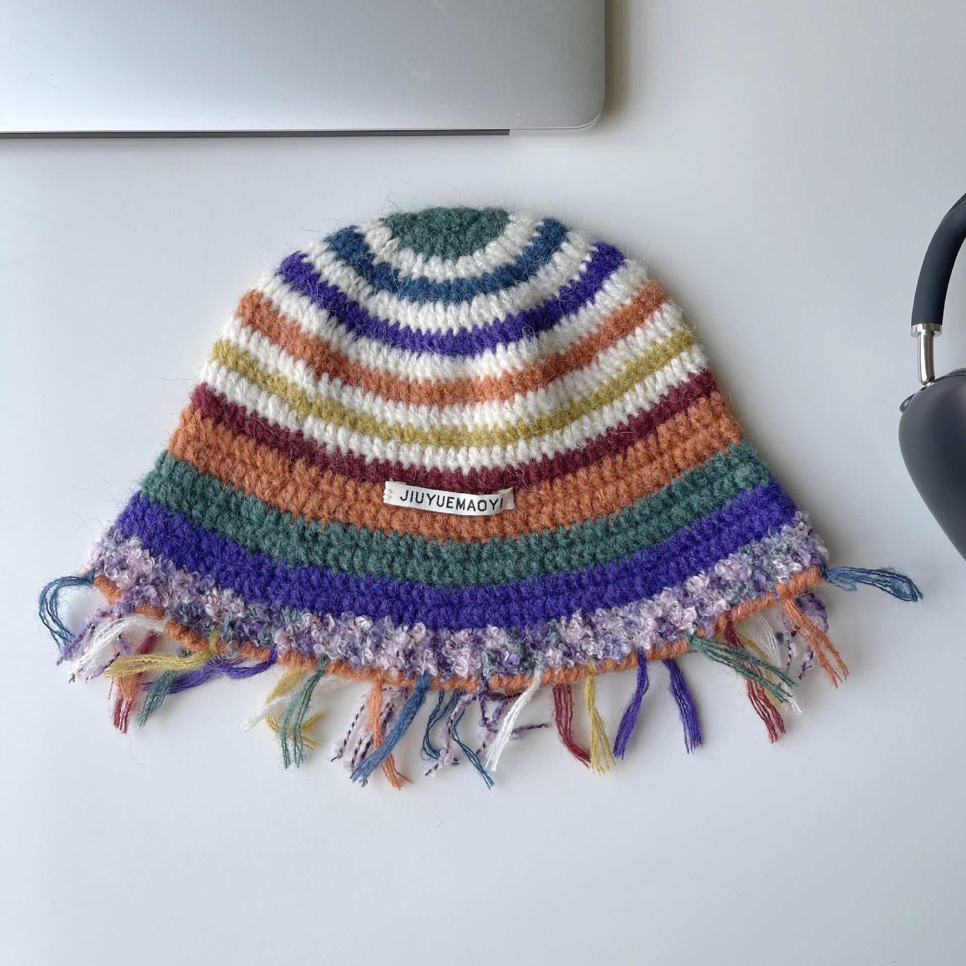 Vintage Crochet Tassel Bucket Hat