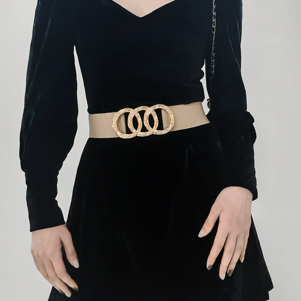 Geometric Circle Buckle Wide Belt