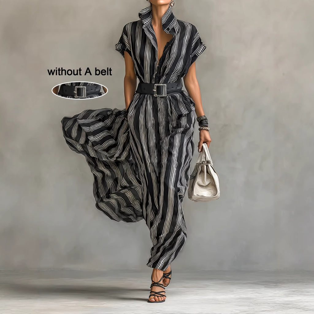 Elegant Striped Shirt Dress