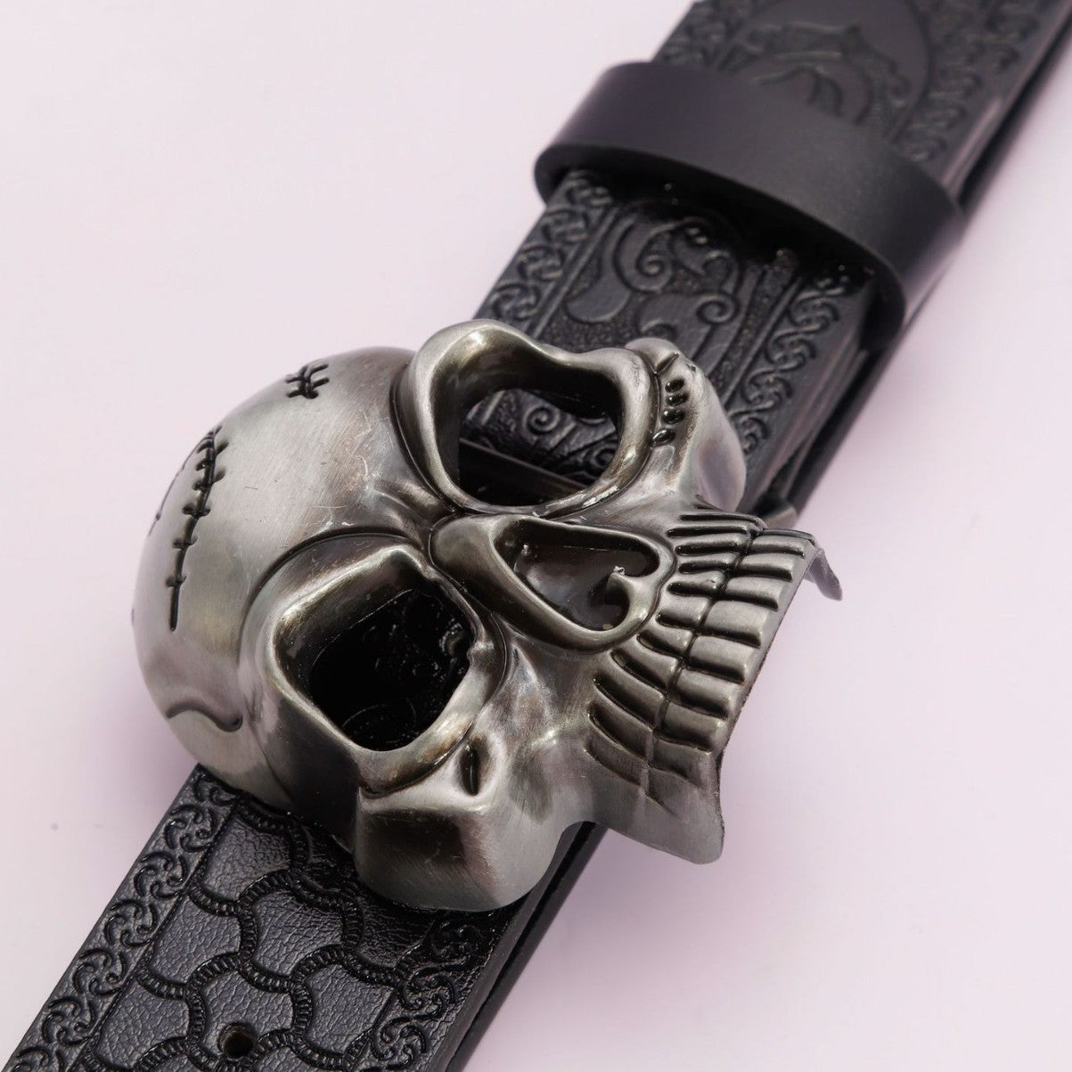 Skull Automatic Buckle Leather Belt