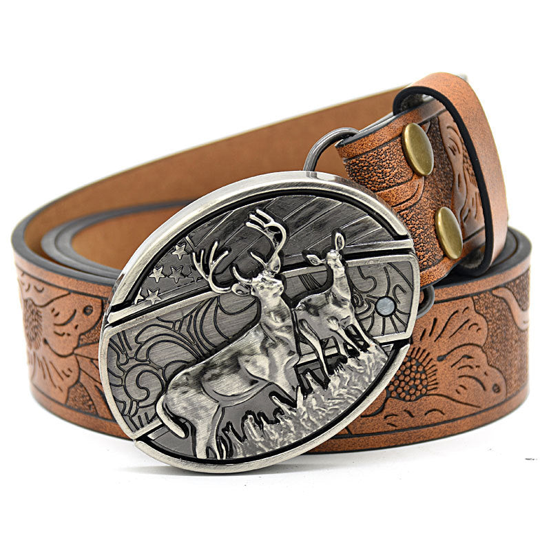 Vintage Engraved Leather Belt