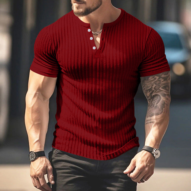 Slim Fit V-Neck Henley T-Shirt