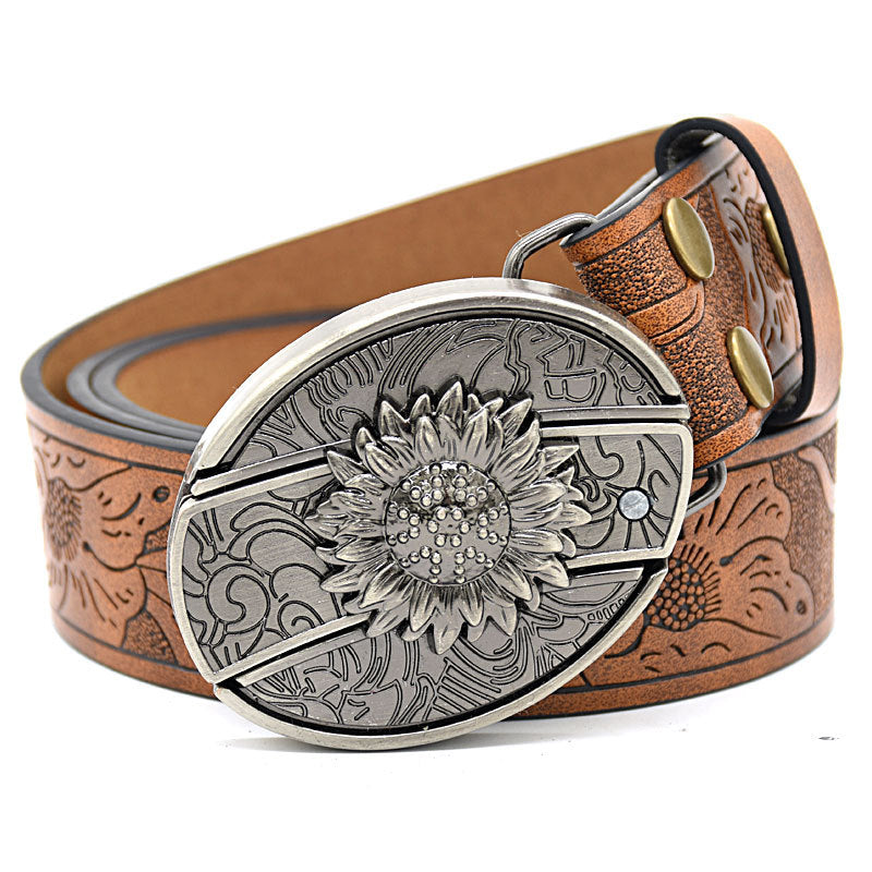 Vintage Engraved Leather Belt