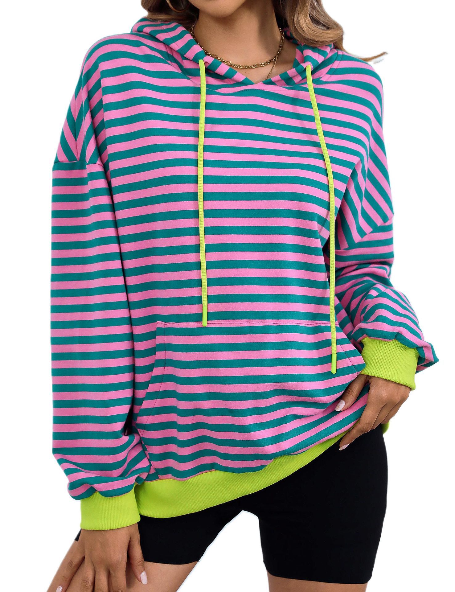 Loose Striped Oversized Hoodie
