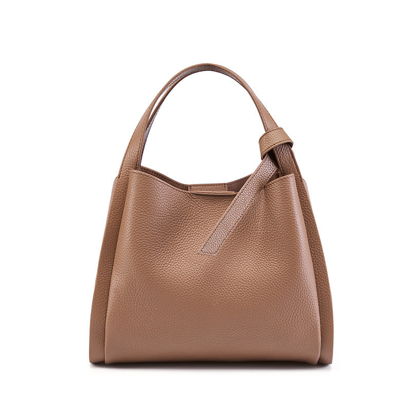Genuine Leather Crossbody Bucket Bag