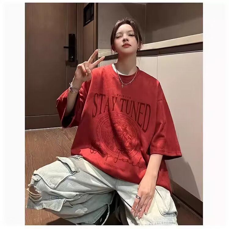 Suede Velvet Short-Sleeve Summer T-Shirt