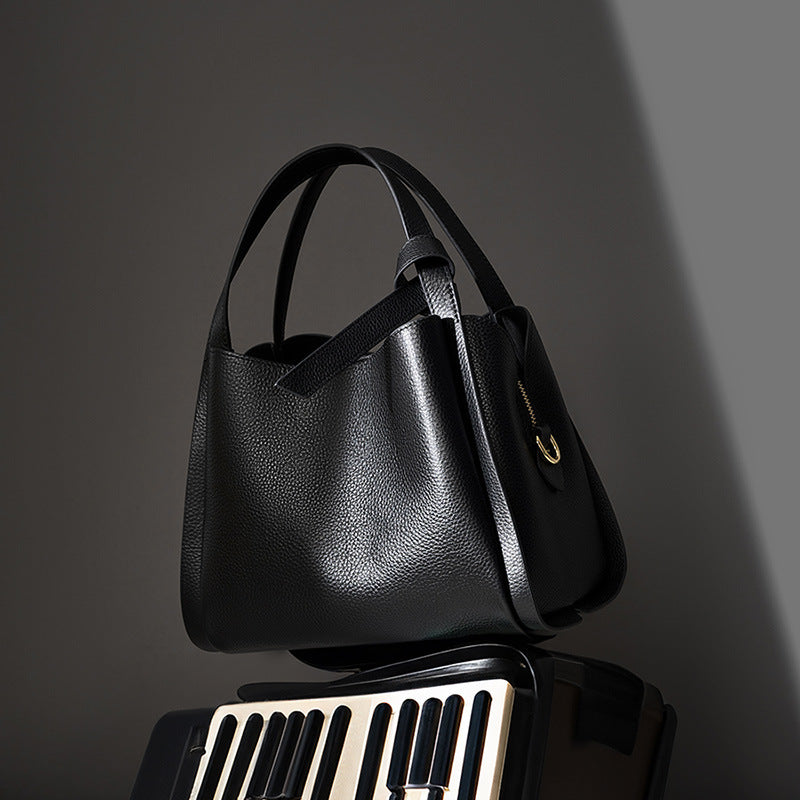 Genuine Leather Crossbody Bucket Bag