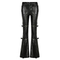 Lace Stitching Faux Leather Flare Pants