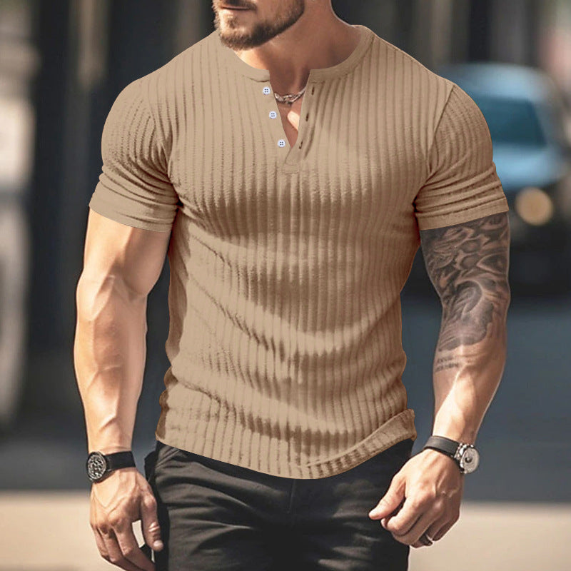 Slim Fit V-Neck Henley T-Shirt