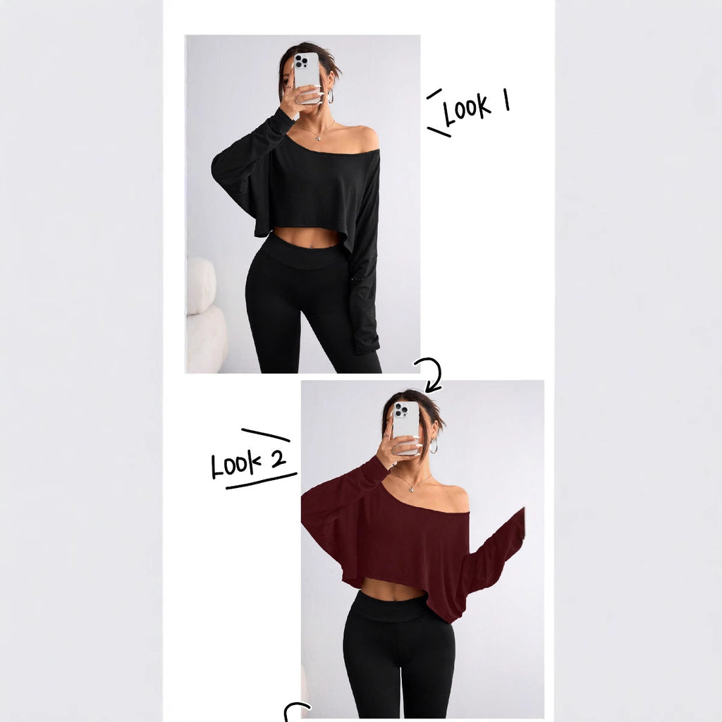 Cropped Loose-Fit Long Sleeve Top