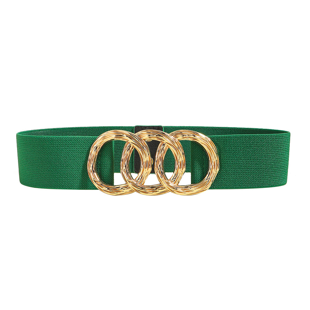 Geometric Circle Buckle Wide Belt
