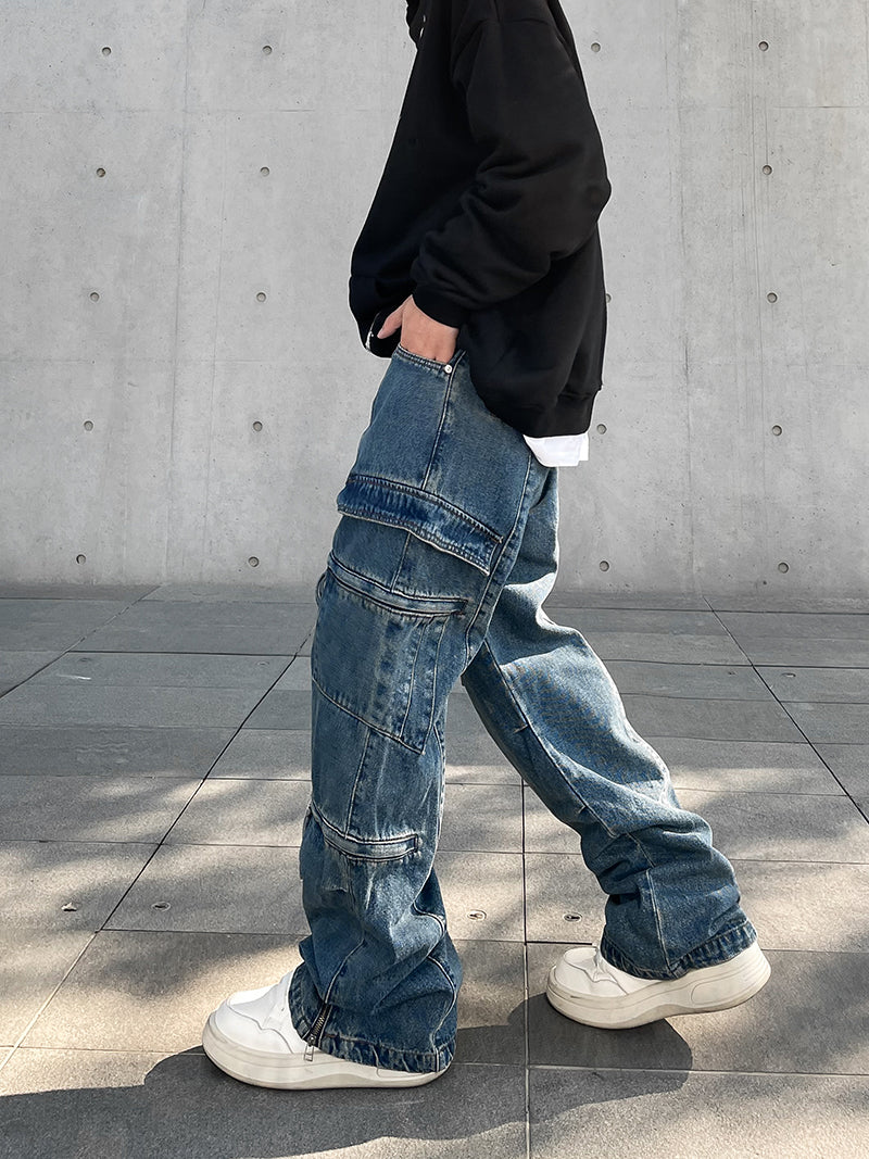 Zip-Up Cargo Jeans