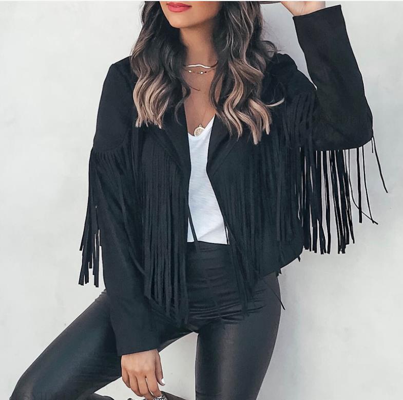 Western Muse Faux Suede Fringe Biker Jacket