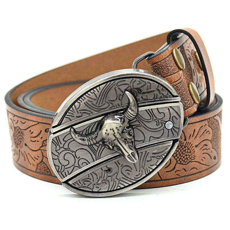 Vintage Engraved Leather Belt