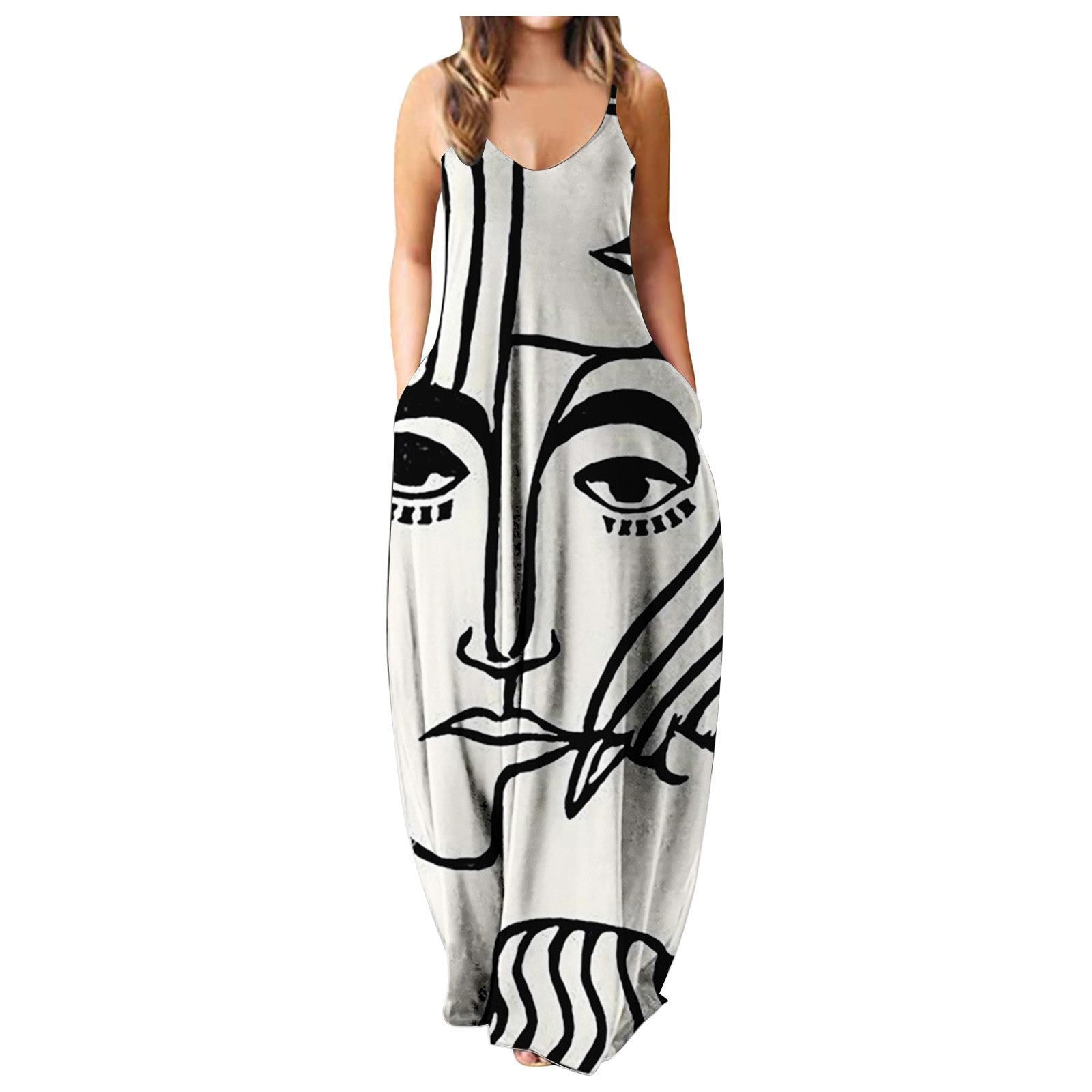 Y2K Abstract Graphic Print Bodycon Streetwear Summer Dress