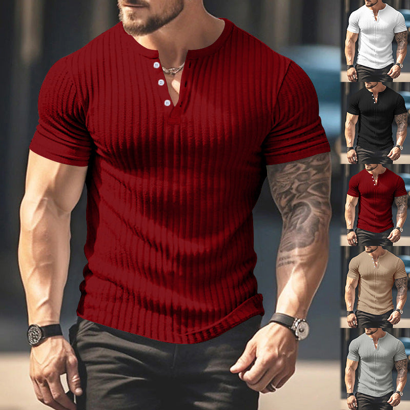 Slim Fit V-Neck Henley T-Shirt