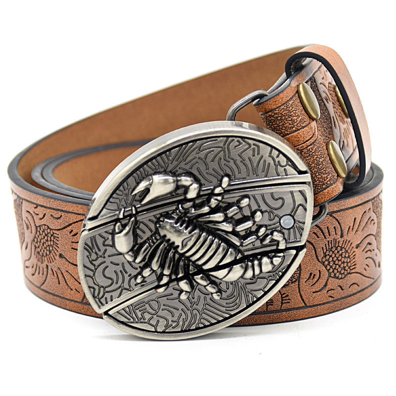 Vintage Engraved Leather Belt
