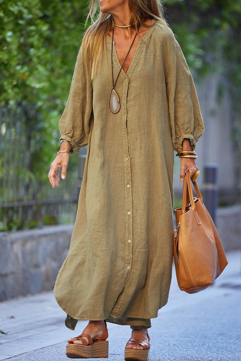Lina Cotton Linen Shirt Dress